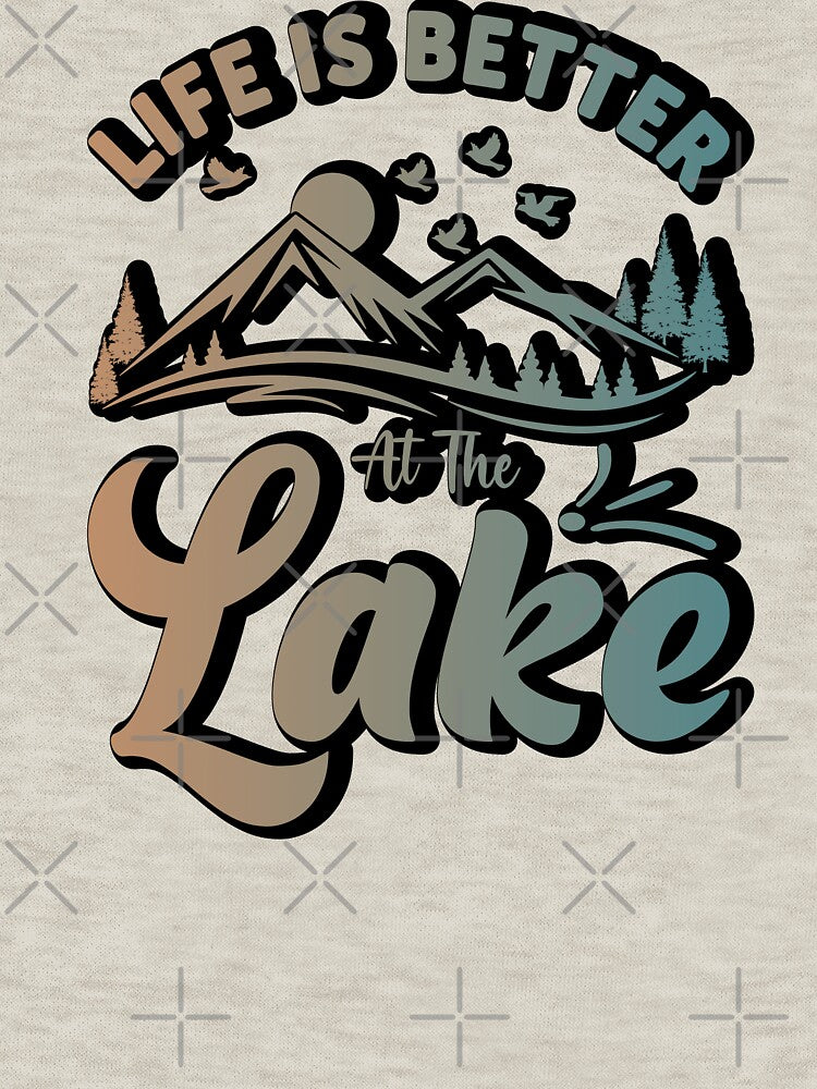life is better at the lake retro sticker design by PositiveStudio
