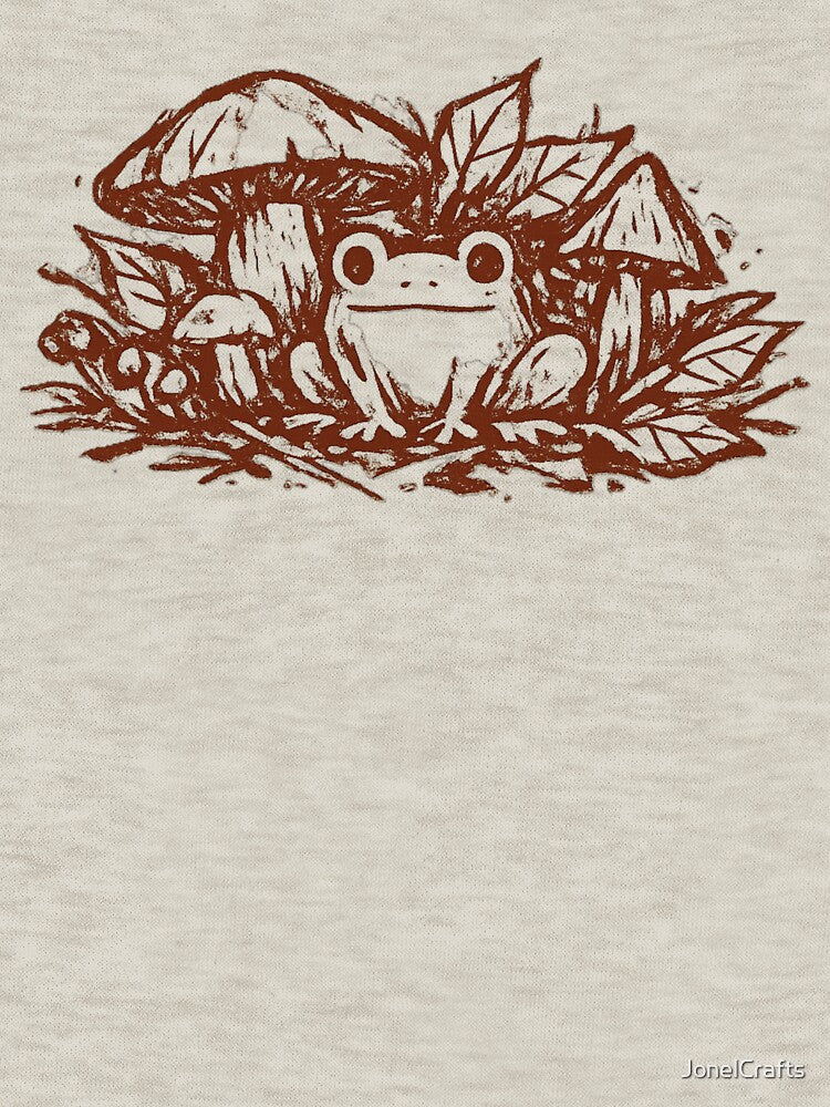 Cute Frog Forest Illustration | Woodland Frog Art | Cottagecore Nature Design | Minimal Ink Style Frog | Whimsical Animal Drawing by JonelCrafts