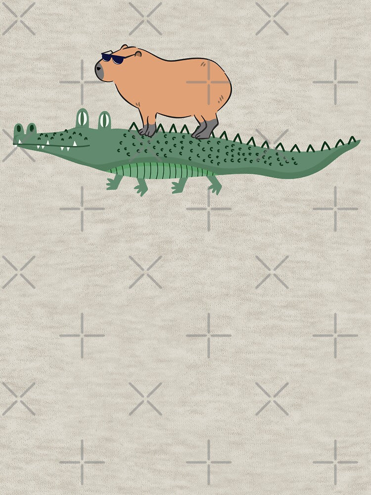 Capybara riding on a crocodile - jungle background by Lulupainting