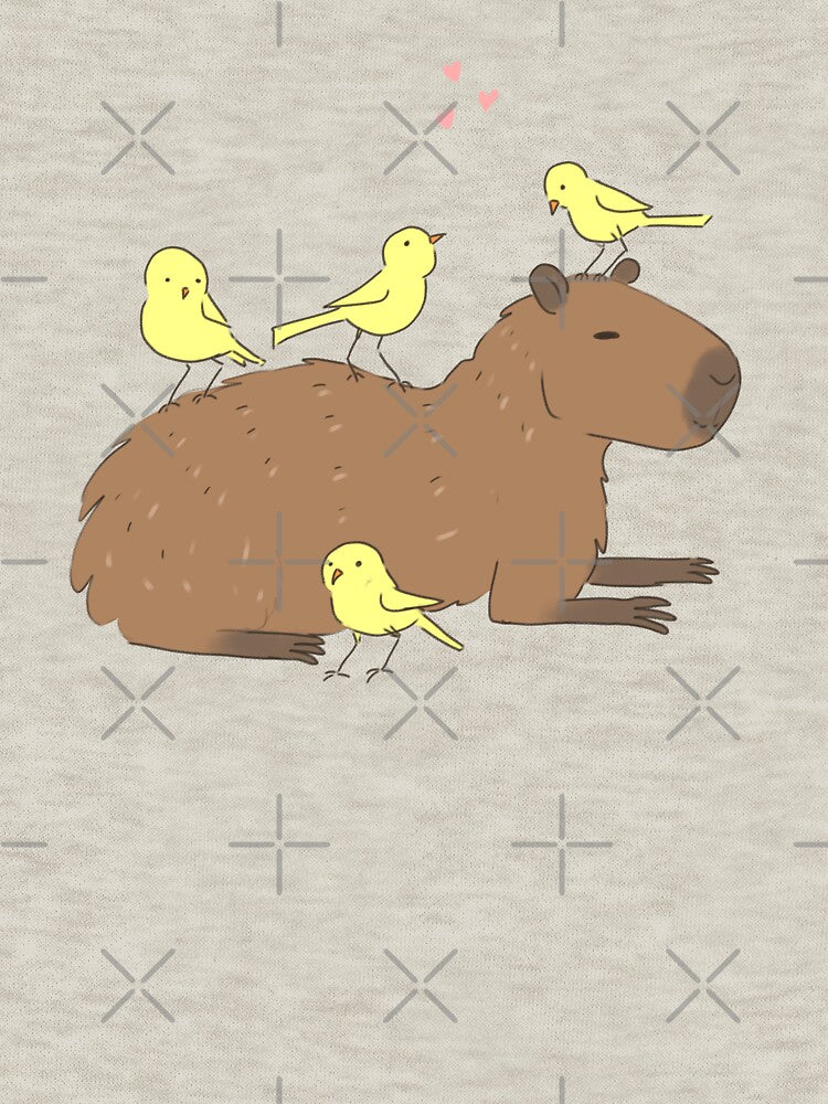 capybara with birds friends- a cute cartoon capybara chilling by Yarafantasyart