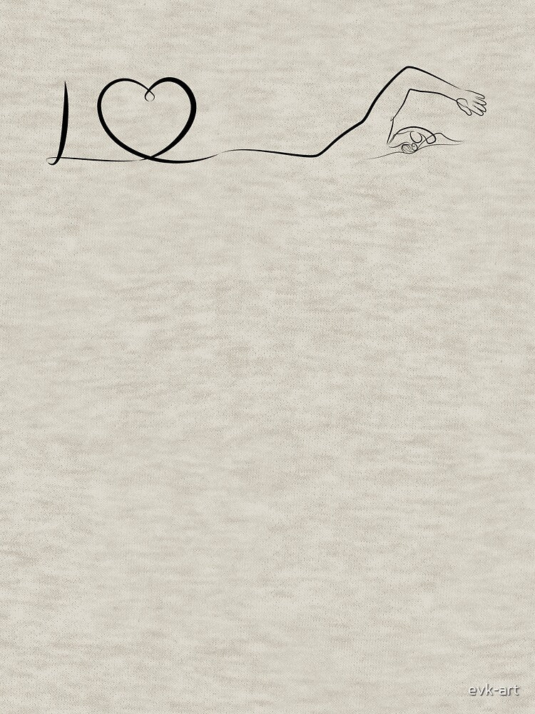 I love swimming with heart minimalist line drawing by evk-art