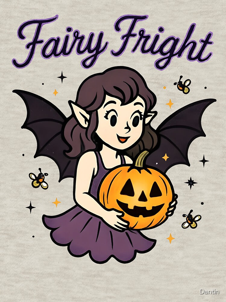 Fairy Fright Cute Gothic Fairy Halloween Pun Design by Dantin