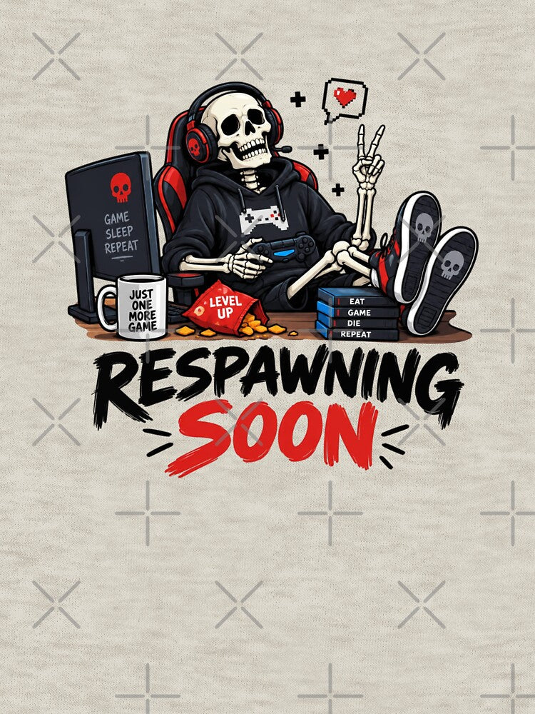 Skeleton Gamer Respawning Soon Gaming Humor Gamer Skull Video Game by Sanika arts