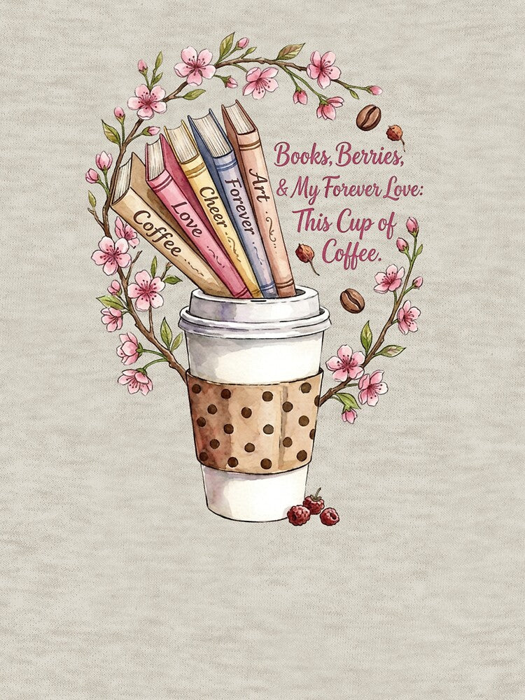Books Berries and Coffee Forever Watercolor Art by sanorastyle