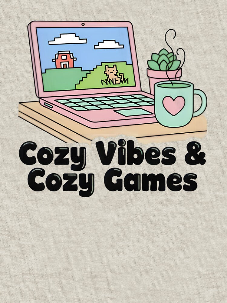 Cozy Vibes and Cozy Games Retro Pastel Laptop Art by PixelThrive