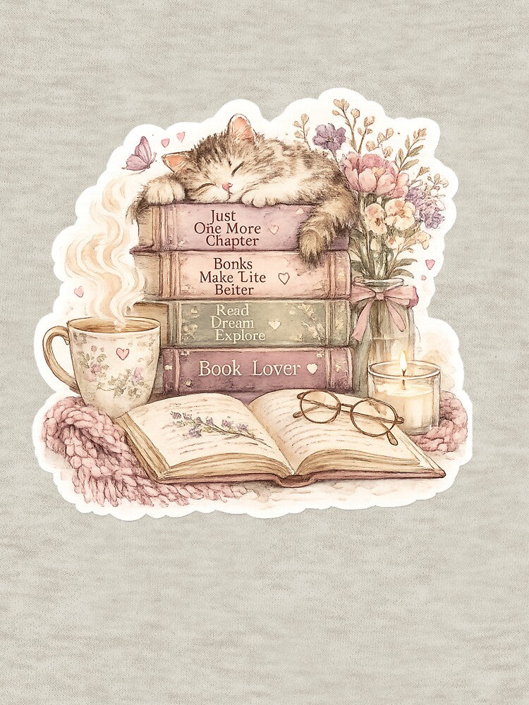 A cozy cat book lover. by Judy Santhosh