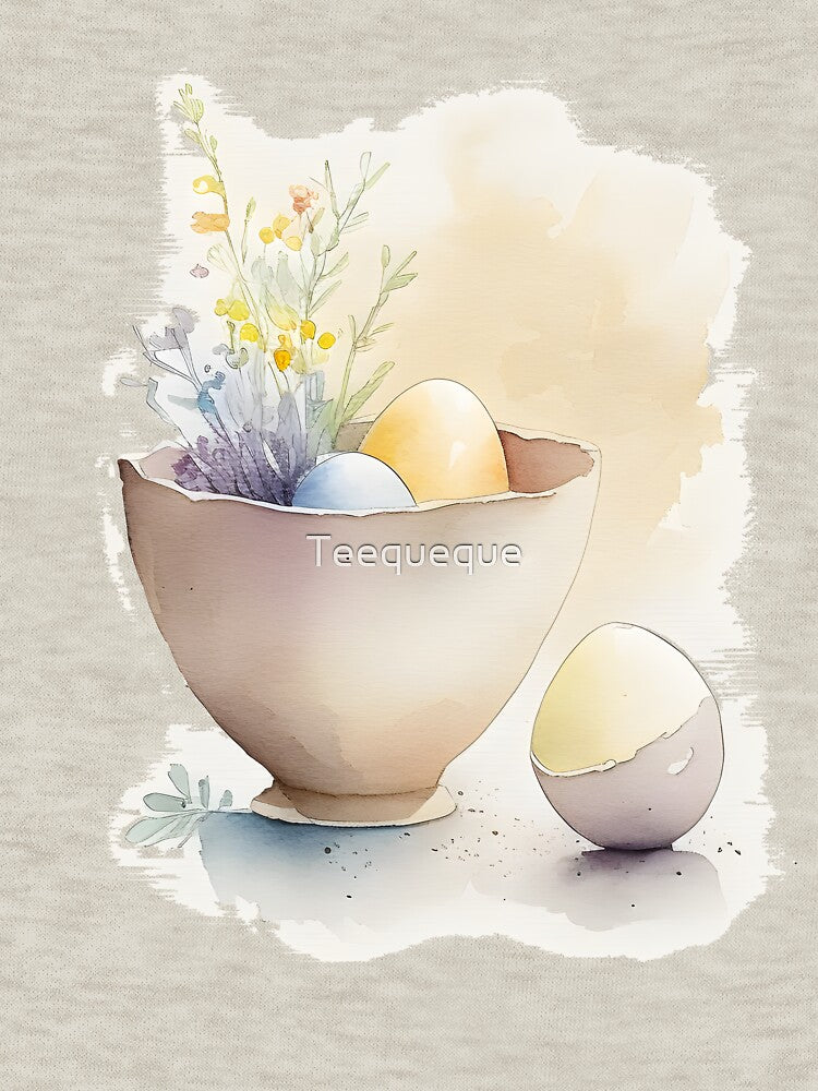 Watercolor Easter Pottery by Teequeque