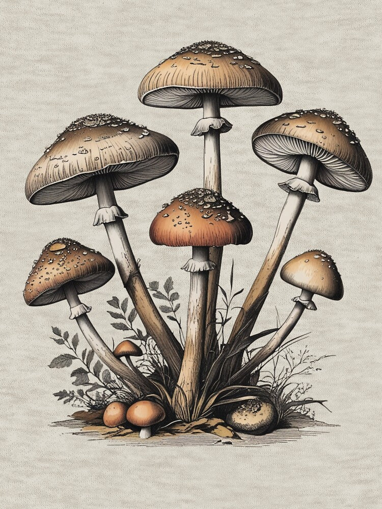 Vintage Mushroom Cluster – Botanical Forest Aesthetic by Almond Paper Co.