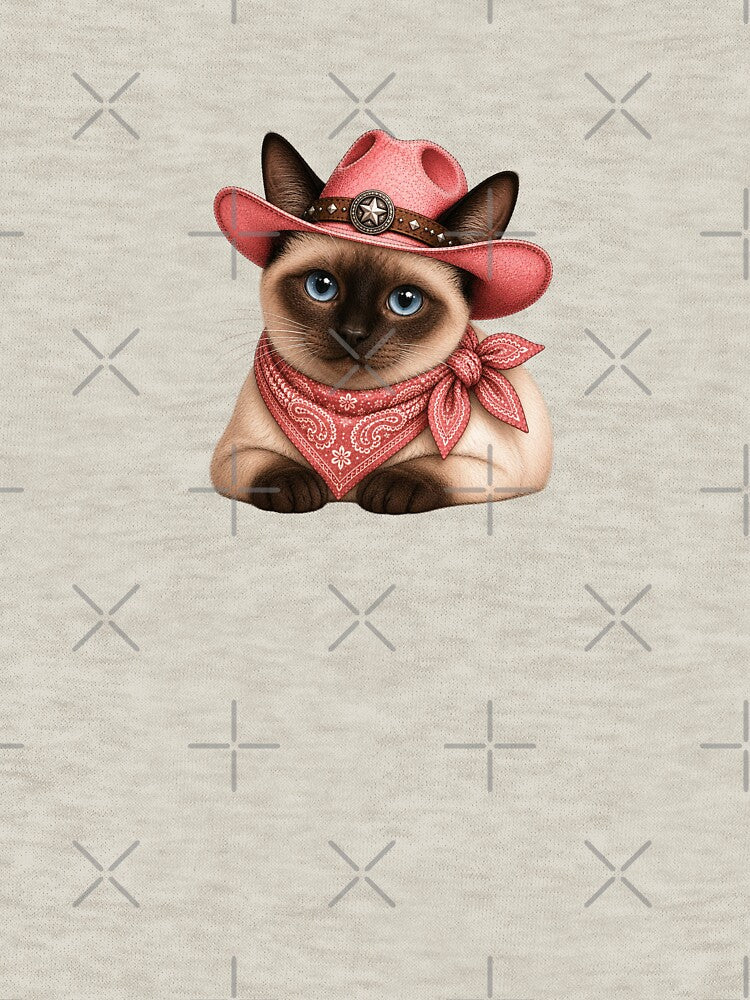Siamese Cat Pink Cowgirl Western Charm Design by BrandyandBeyond