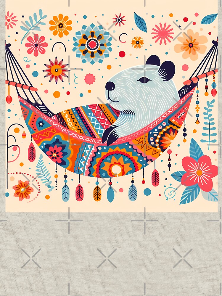Cute Capybara Relaxing in a Colourful Hammock by heidiannemorris © by FOLK ART FUSION