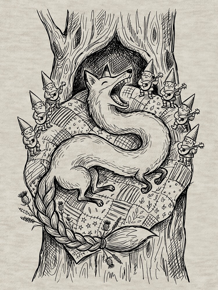 Braided Thistle Fox with Porcelain Teeth - Cottage Magic by bapupa