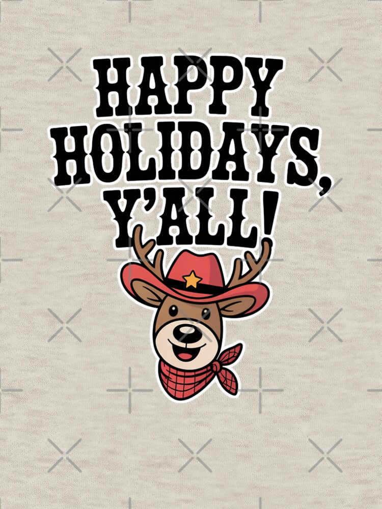 Western Christmas Cowboy Reindeer Southern Greeting Festive Art by chattsuede