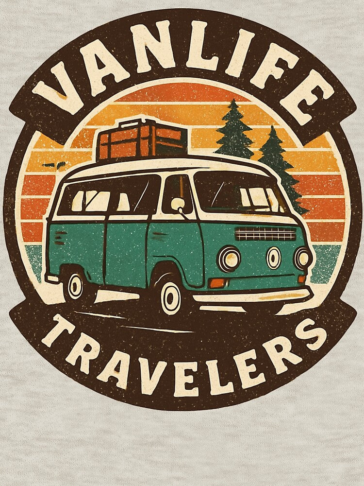 Van Life Travelers Vintage Retro Badge - Outdoor Adventure Art by TSE DESIGN