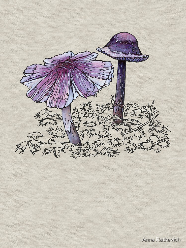 Purple Waxcap Mushroom Porpolomopsis Lewelliniae Forest Illustration by Anna Ratkevich