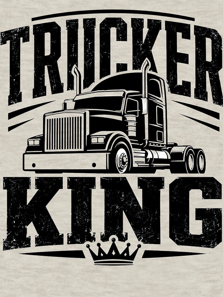 Trucker King Classic Monochrome Semi Truck - Crown Highway Graphic by Haque Designs