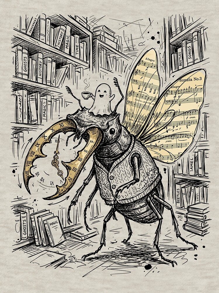 Spectacled Stag Beetle with Parchment Wings - Dark Academia by bapupa