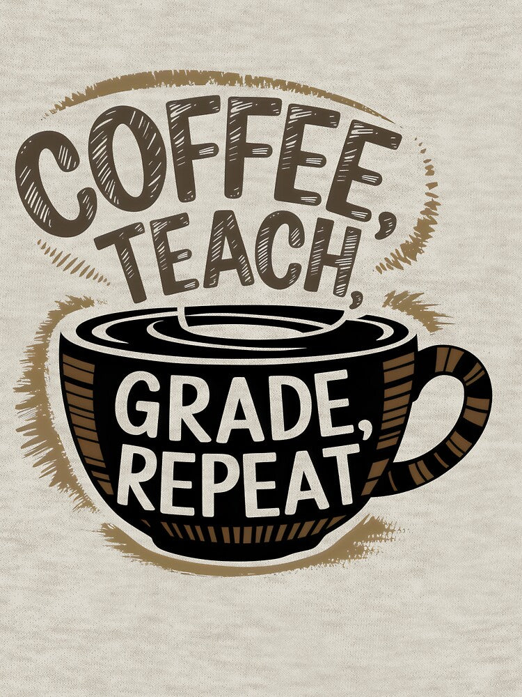 Coffee, Teach, Grade, Repeat – Funny Teacher Coffee Lover Design by Pastel-Pulse