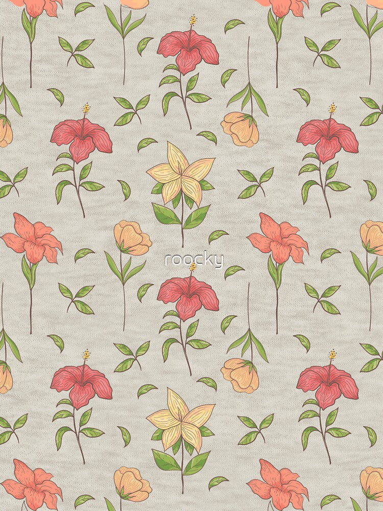 Hand Drawn Seamless Pattern Beautiful Tropical Flowers by roocky