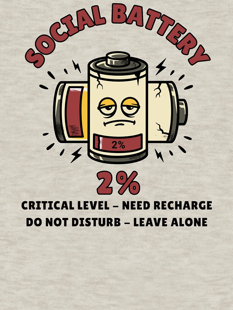 Social Battery 2% Funny Introvert T-Shirt by ByRAM Project
