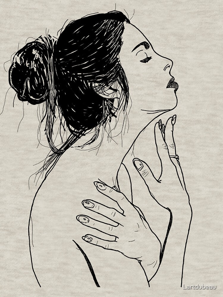Simple line drawing woman profile face by Lartdubeau