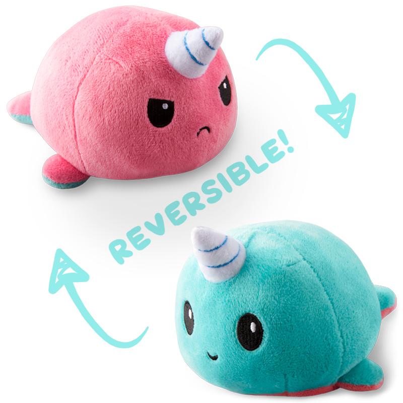 TeeTurtle Reversible Narwhal Plushie (Pink + Aqua) Unisex