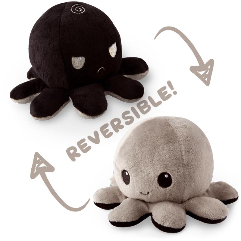 TeeTurtle Reversible Octopus Plushie (Black + Gray) Unisex