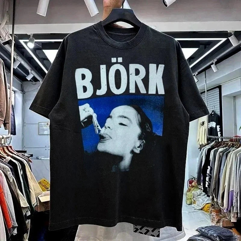 Vtg Bjork Basic style Black T shirt Heavy cotton Classic tee Men Women S-5XL Unisex