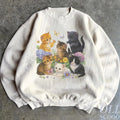Retro Kitten , 90s Vintage Cute Cats Pullover, Boho Unisex Unisex