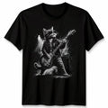 Funny Cat Playing Unisex T Shirt Guitar Rock And Roll Gifts Graphic Tee Unisex