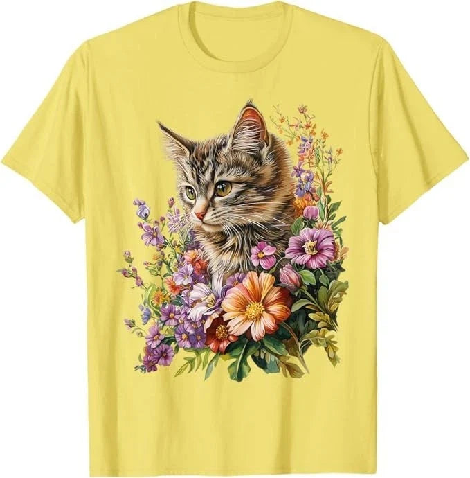 Cat Flower Floral Cute Kitten Graphic Men Women Kids Unisex