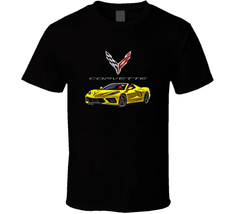 C8 New Vette 2023 Yellow 1 Muscle Sports Car Mid Engine Gift T Shirt Unisex