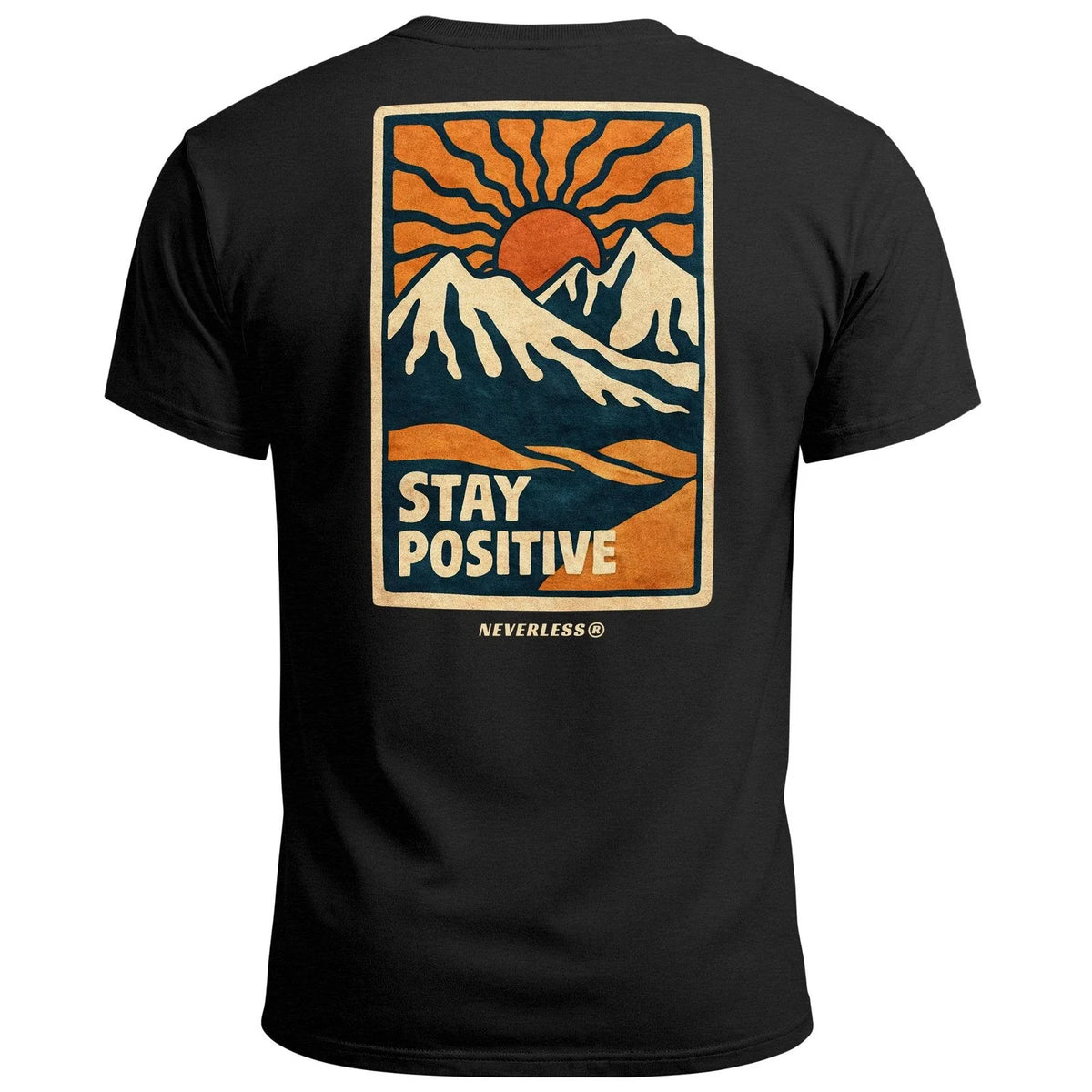 Mens Back Print Outdoor Graphic Print Stay Positive Good Vibes Fashion Unisex