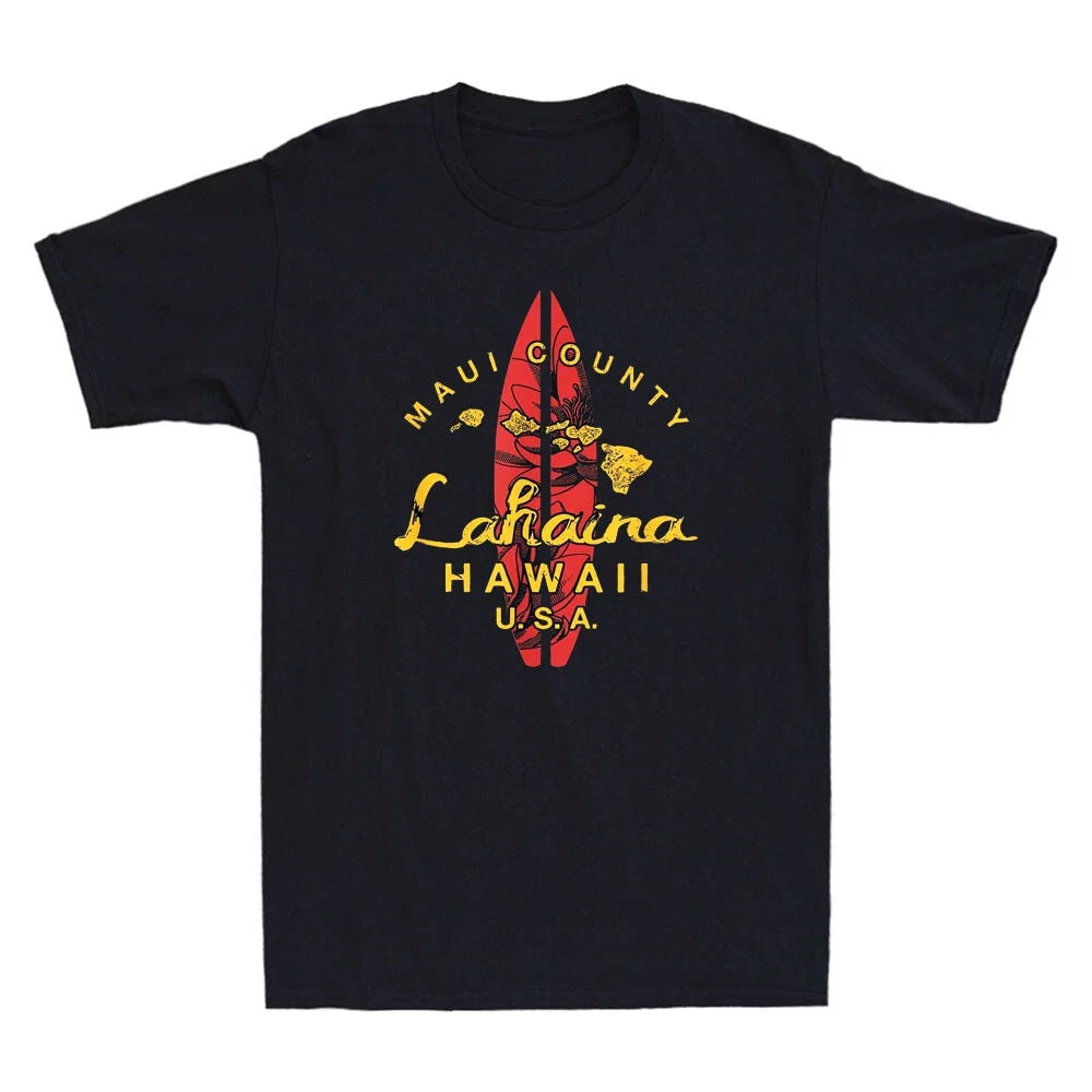Hawaii Lahaina Maui Vintage Hawaiian Islands Surf Retro Men Short Sleeve Unisex