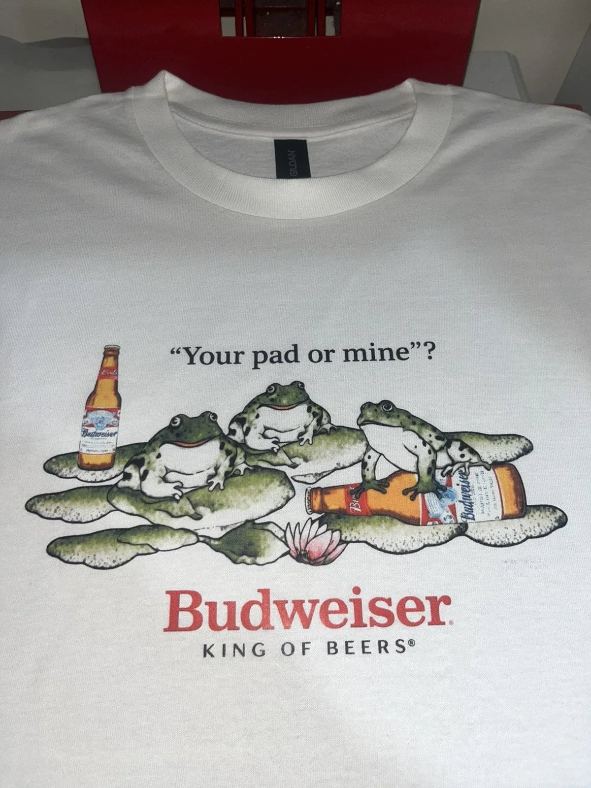 Budweiser Beer King of Beers Your Pad Or Mine Frog Unisex All Sizes NEW Unisex