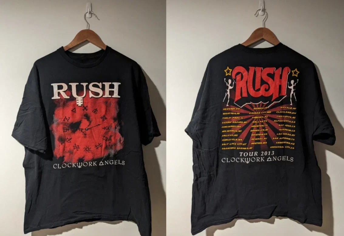 2013 Rush Clockwork Angels Tour T Shirt Vintage Graphic Band Tee USA S-5XL Unisex