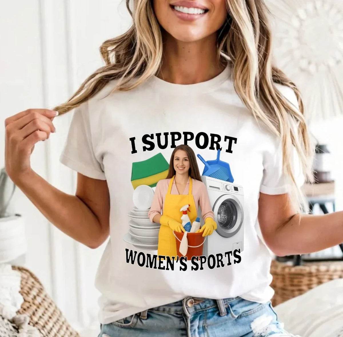 I Support Women's Sports Meme - Funny Sarcastic Housework Unisex Tee Unisex