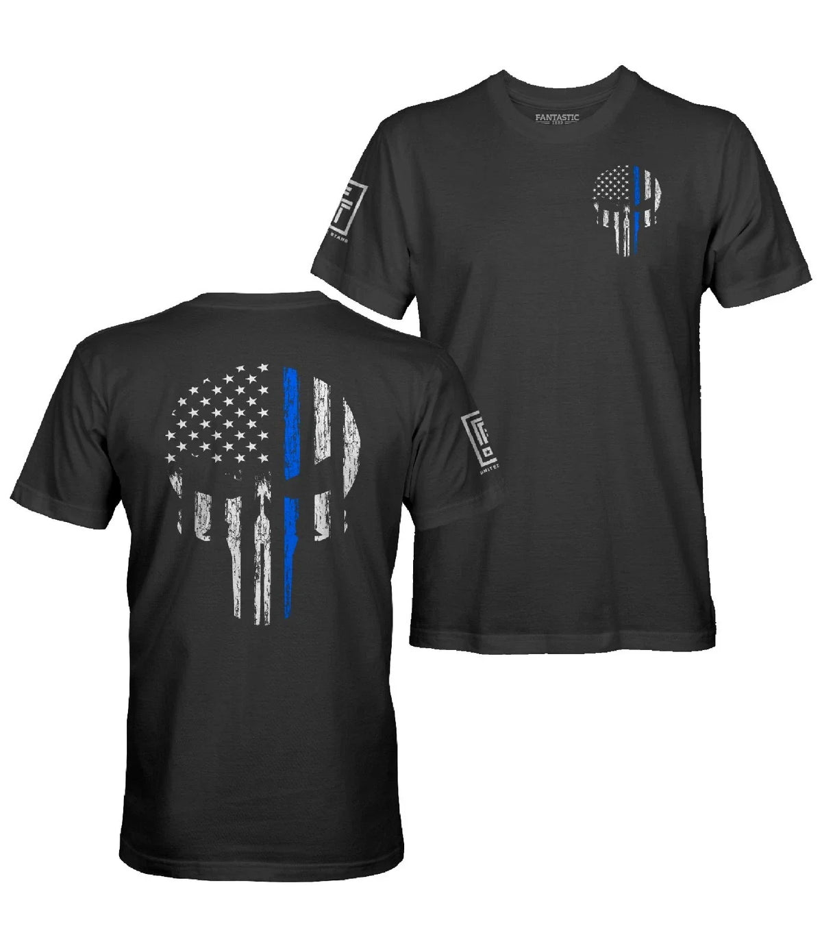 Thin Blue Line USA American Skull Flag Patriotic Police Unisex