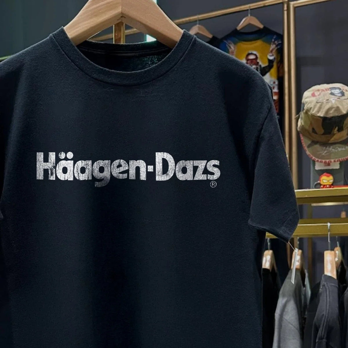 90s Haagen-Dazs Aged Black M Unisex