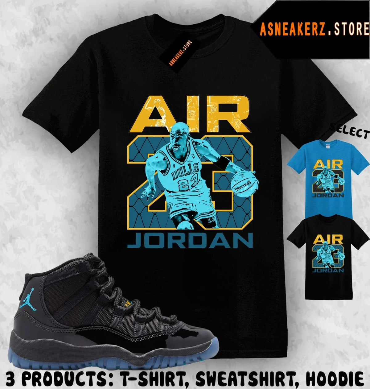 Tee Shirt Matching AJ 11 Gamma Blue 2025 Match Sneaker Vintage Air MJ 23 Unisex