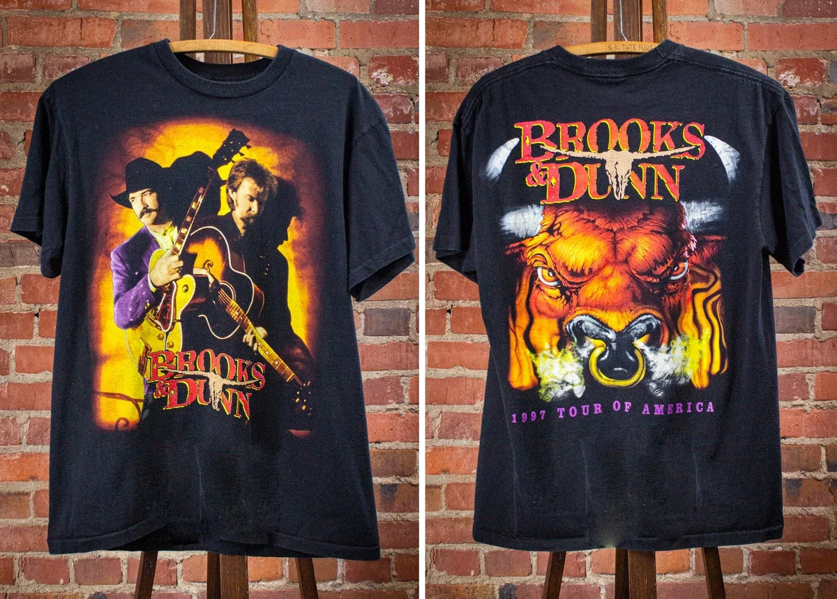 Vintage Styles Brooks & Dunn Tour of America Concert T Shirt 1997 Black Unisex