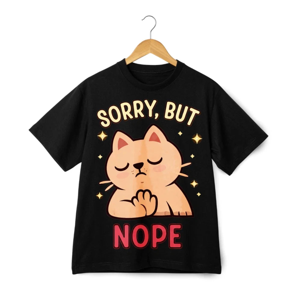 Sorry But Nope Cat Print , Funny Sassy Casual Tee Unisex