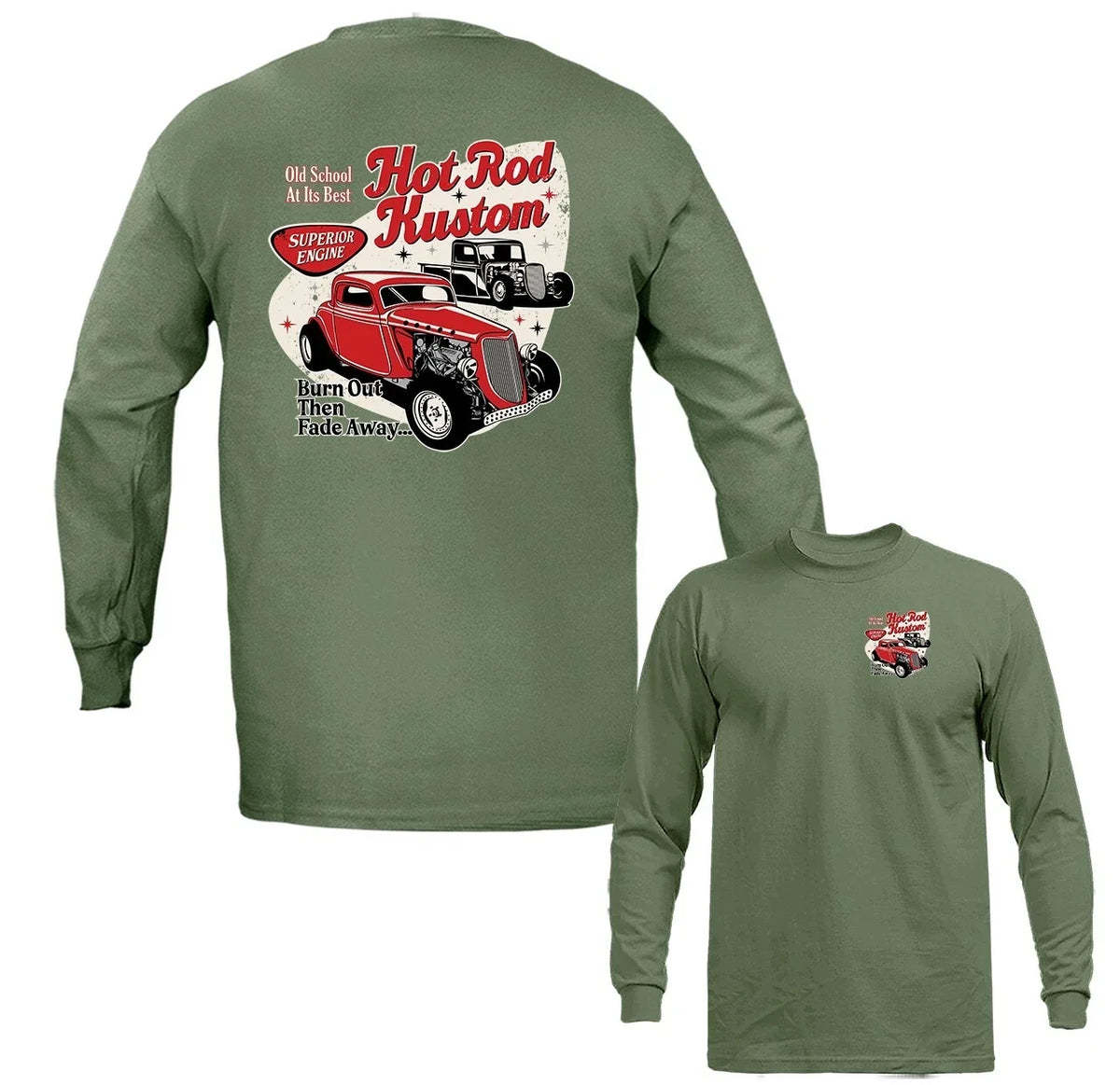 Hot Rod Kustom Classic Vintage Car Automobile Graphic Long Sleeve Unisex