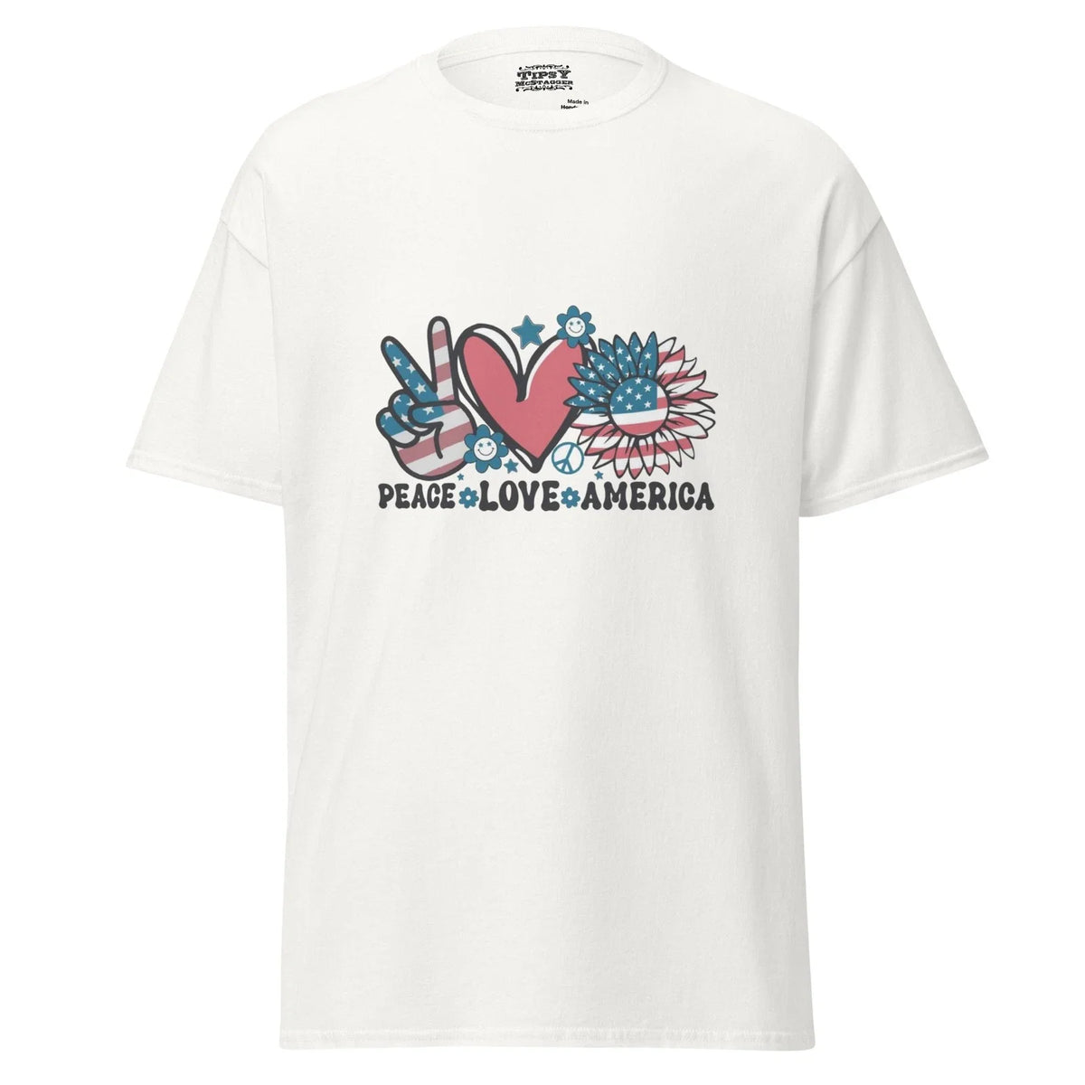 Unisex classic tee - Peace Love America - Various Colors Unisex