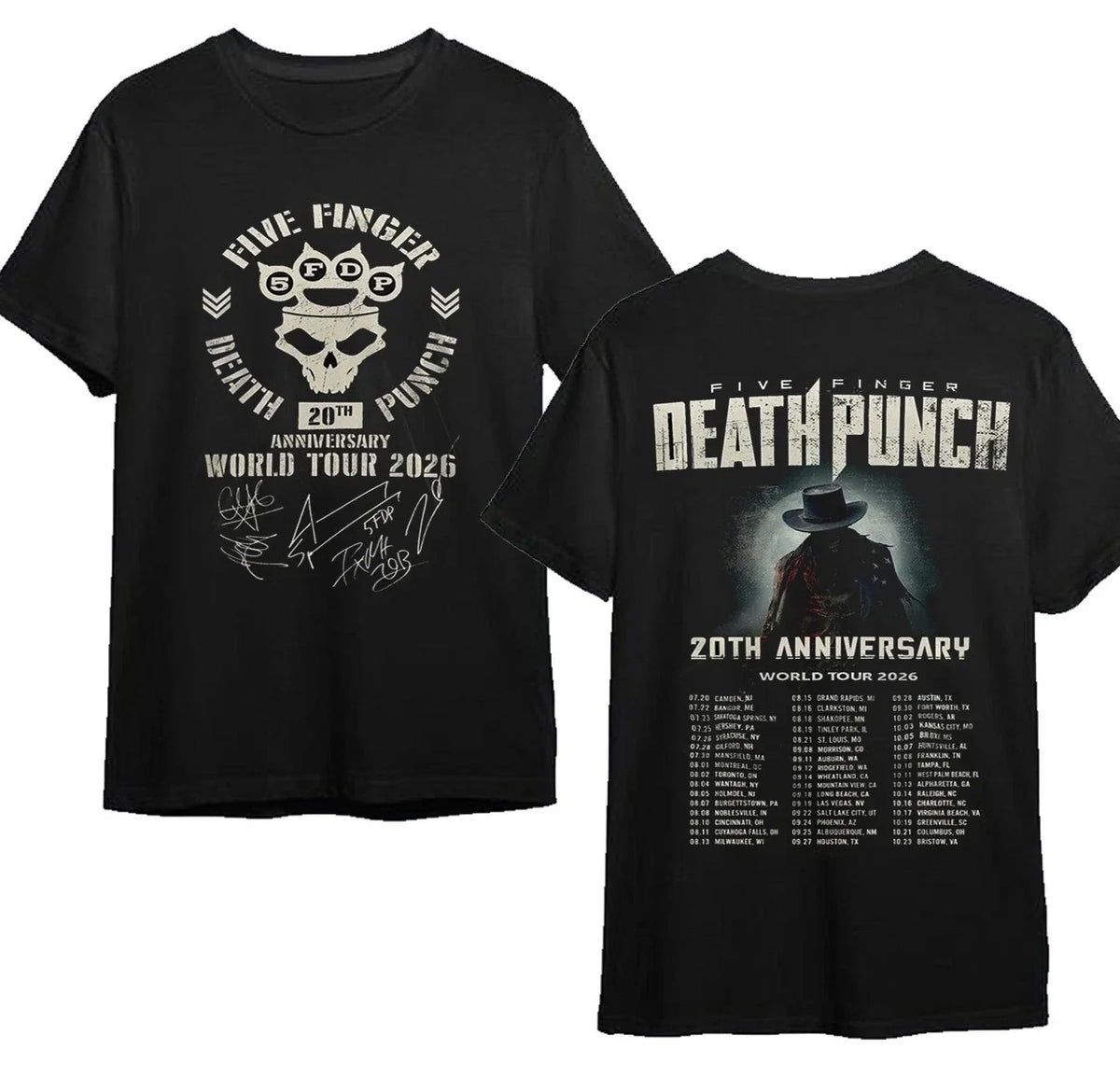 Five Finger Death Punch 20th Anniversary Tour 2026 T shirt Unisex