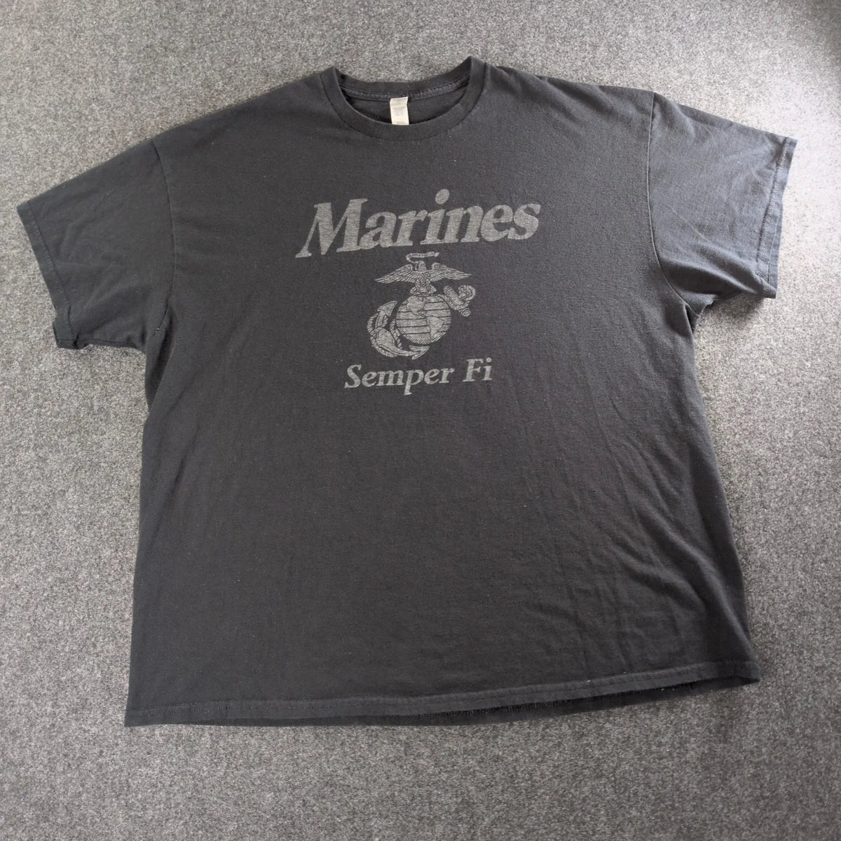 US Marines Semper Fi Shirt Men’s 2XL Black Gildan Heavy Cotton Graphic Tee Unisex