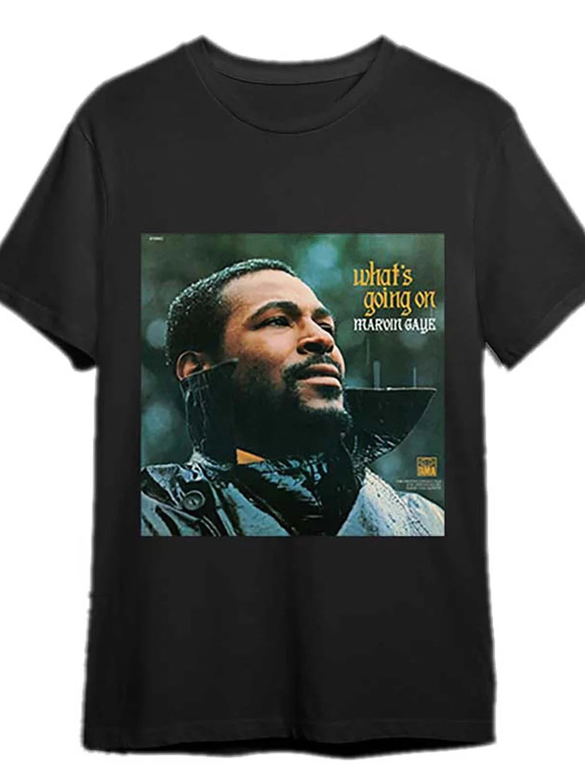 1pc Men'S Marvin Gaye "What'S Going On" Graphic - Casual Black Cotton Te Unisex