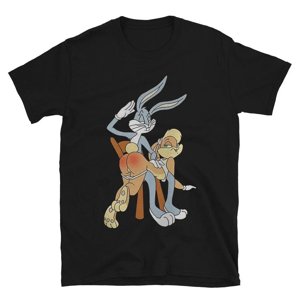 Bugs Bunny Spanking Lola Bunny Rabbit Cartoon Spoof Gift Vintage Men's T Shirt Unisex
