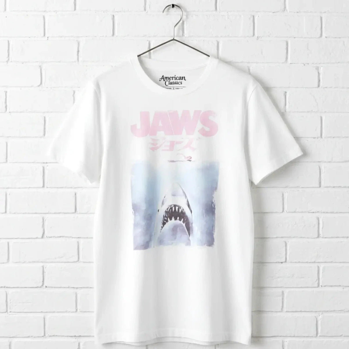 Jaws Vintage Japanese Movie Poster Men's T Shirt Japan Kanji Faded Shark Movie Unisex