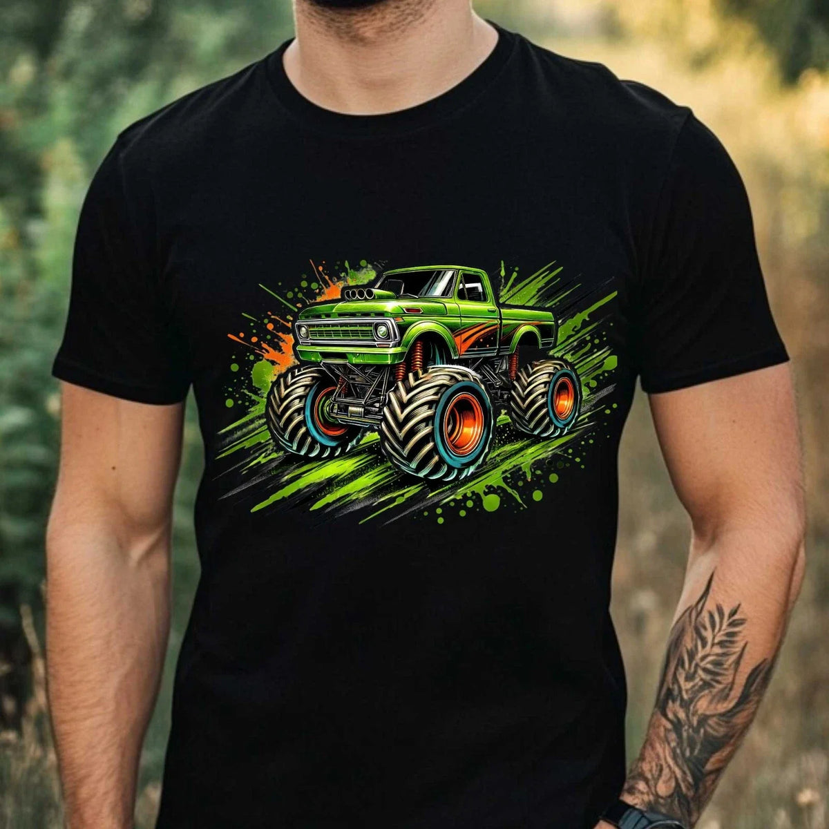 Mens Monster Truck Motif Cotton Size XS to 5XL Unisex