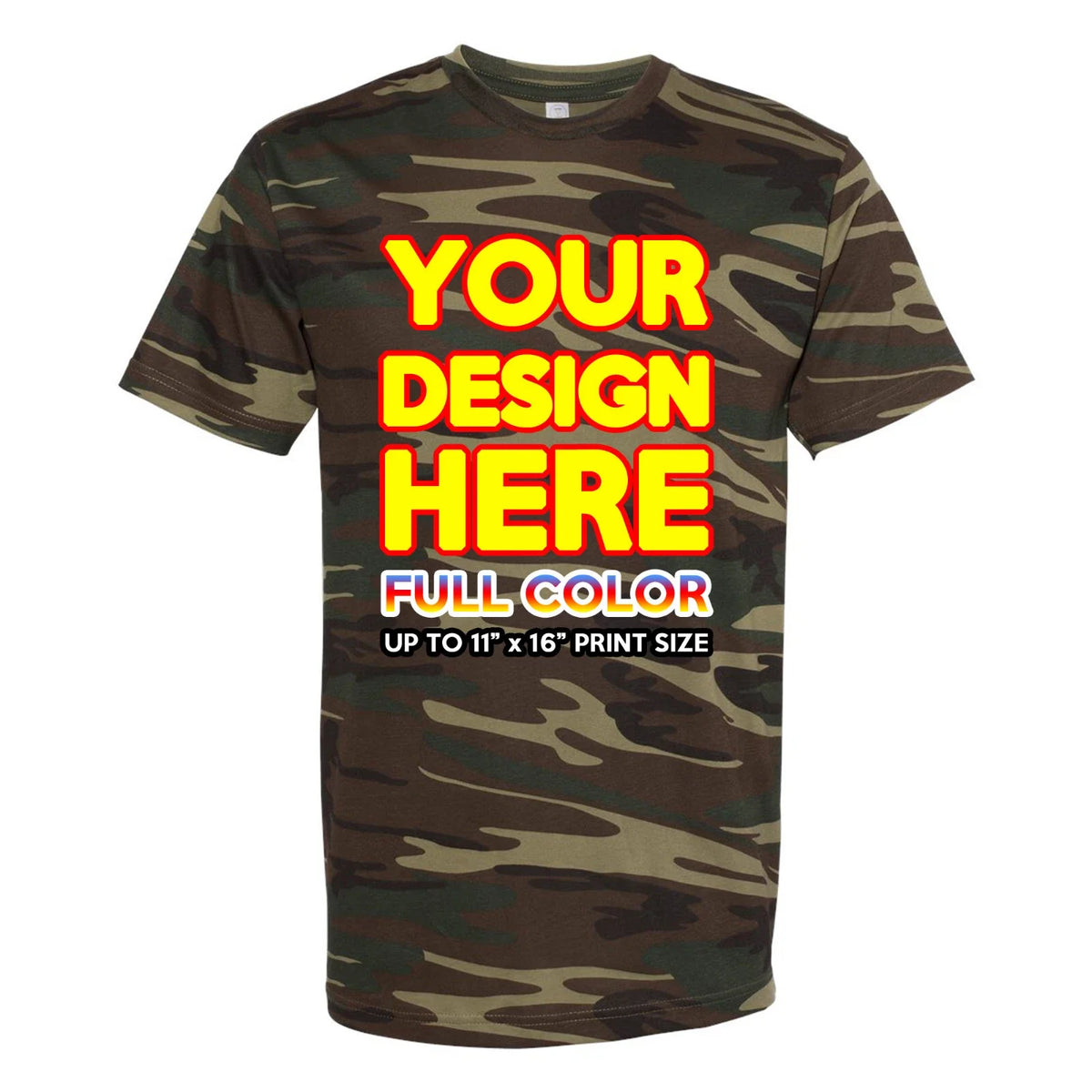 Your Design Full Color Custom Print Text Logo Photo Green Woodland Camo Unisex